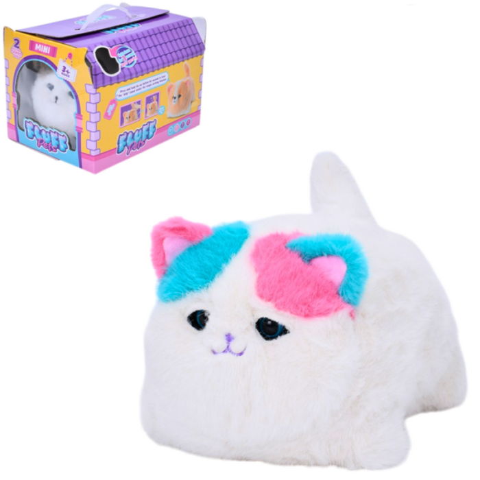 Peluche Fluff Pets - Chat rose/bleu