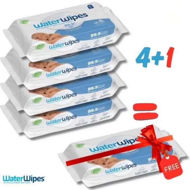 WaterWipes Lingettes Pack de 4+1 Gratuit