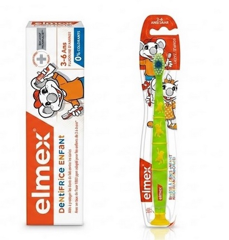 Duo Pack Elmex Enfant 3-6 ans disponible en livraison au Maroc – Dentifrice et brosse à dents